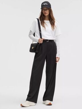 Lululemon High Rise Daydrift Tailored Trousers Black Pinstripe